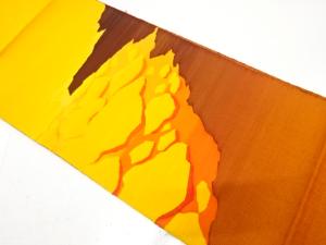 手織り紬　抽象模様織り出し　名古屋帯